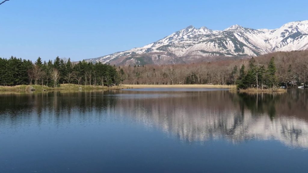 北海道旅行、知床五湖の雪が残る知床連山と湖の景色は最高な瞬間🥳。熊は遭遇せずセーフ。2019年のGW／Shiretoko Five Lakes and Shiretoko Mountain Range