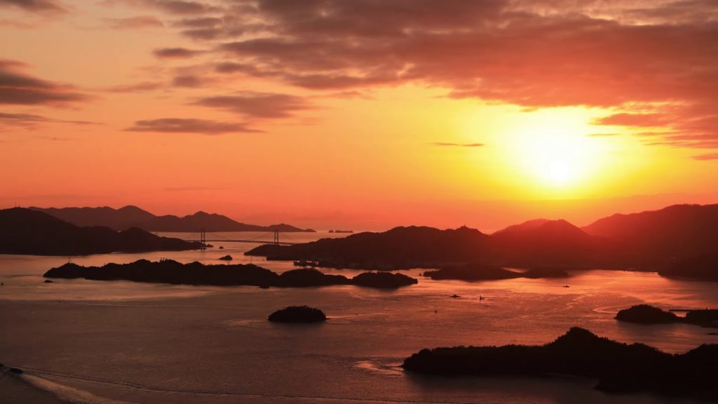 Japan 1minute Travel Hiroshima Mihara(広島筆影山からの朝景動画) Japan 1minute Travel Hiroshima Mihara(広島筆影山からの朝景動画)