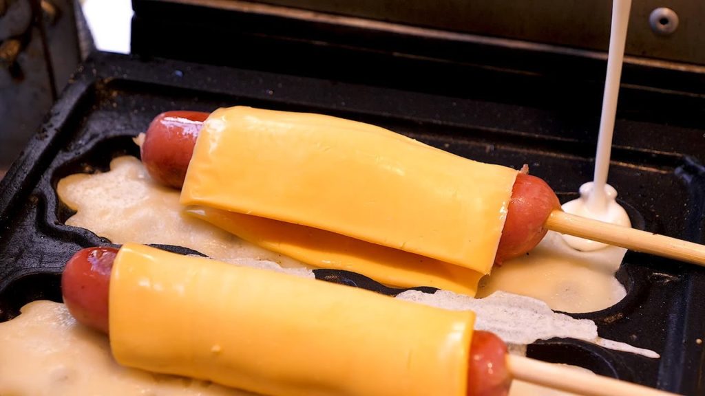 Cheese Sausage Waffle - Korean Street Food