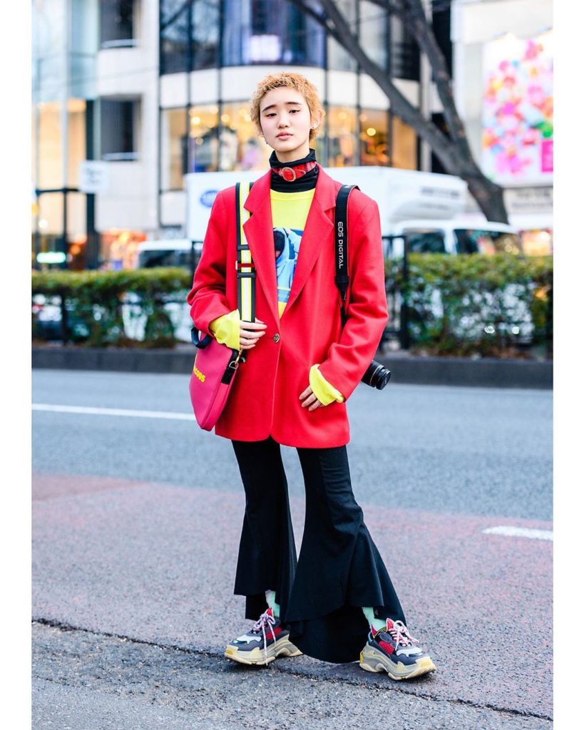 Japanese college student Yuka (@yuka.sai) on the street in Harajuku. She's weari...