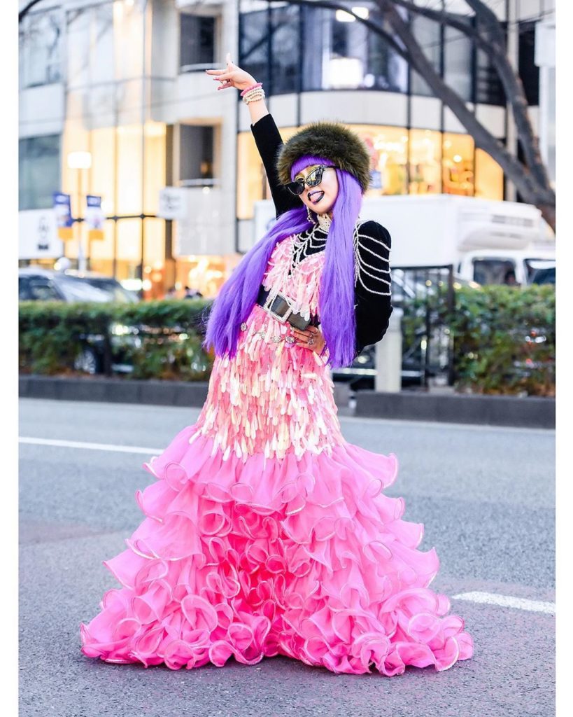 Japanese fashion student Sana (@sunnybunnycupcake) on the street in Harajuku wea...