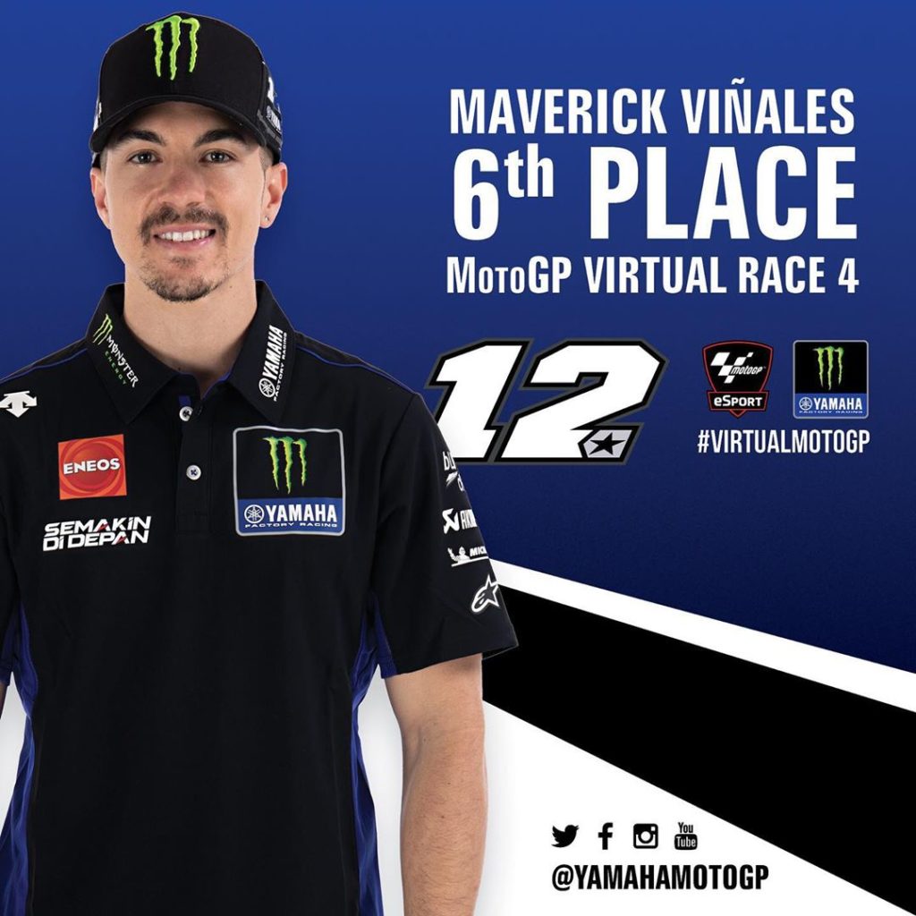 Not an easy ride for @maverick12official in #VirtualMotoGP Race 4, but he still ...
