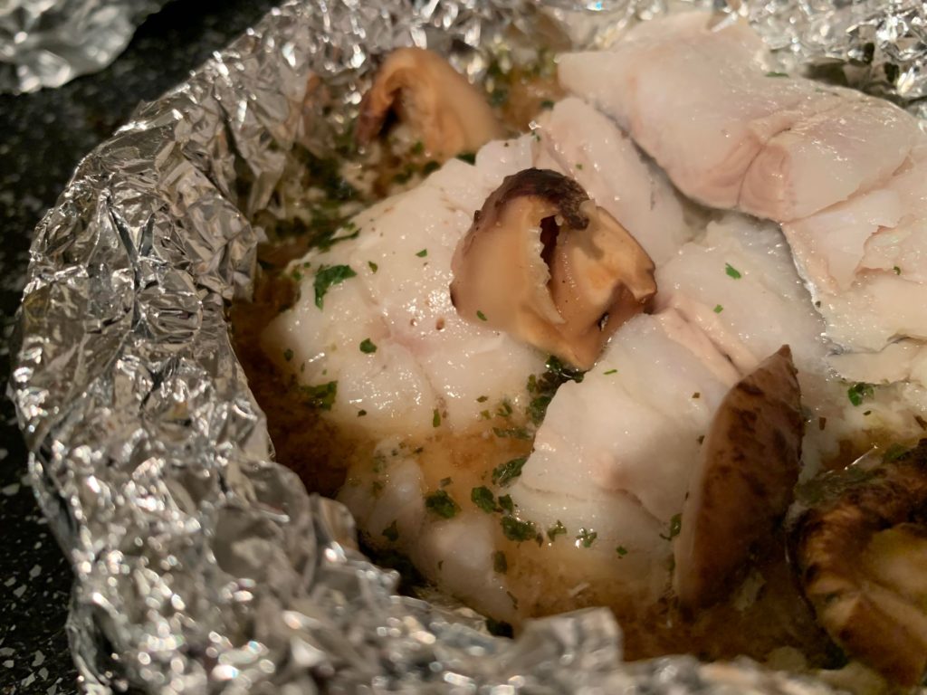 Sakamushi fish (Hoki fillet used)