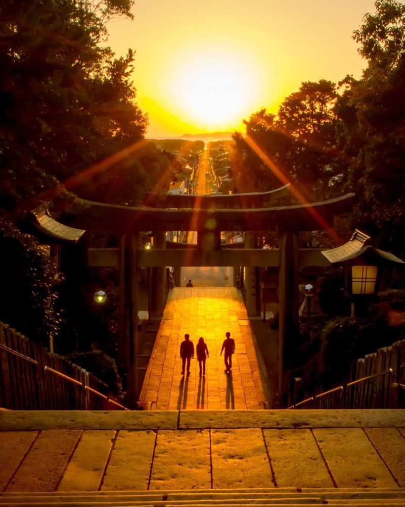 Visit Japan: Twice a year at the Miyajidake Shrine in Fukuoka the sunset creates a “path of l… Twice a year at the Miyajidake Shrine in Fukuoka the sunset creates a “path of l...