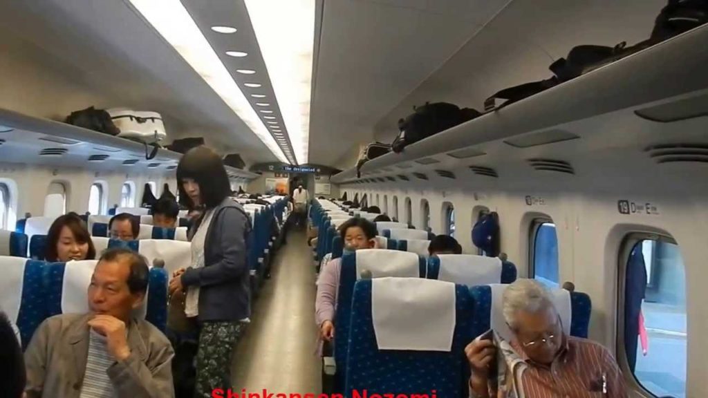 Inside Shinkansen Nozomi and Shinkansen Kodama Japan May 2013
