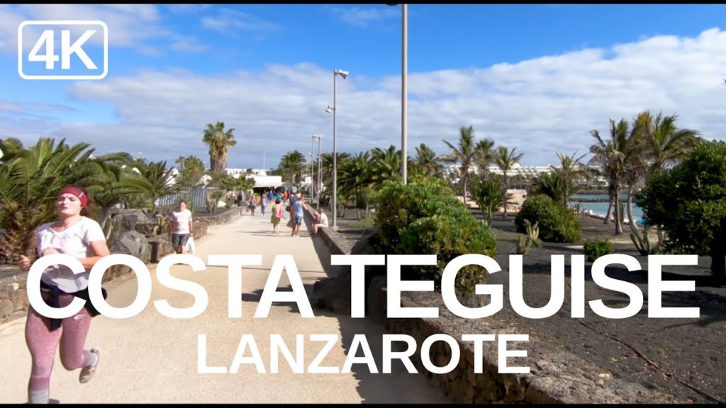 [4K] Full walking tour of Costa Teguise, Lanzarote, Canary Islands 2020. Town & promenade.
