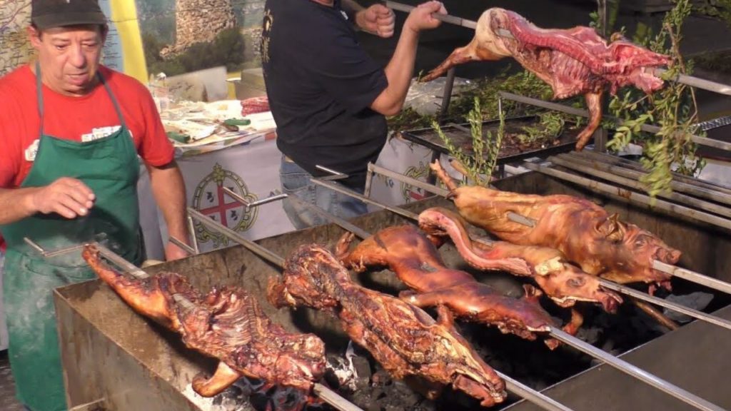 Italy Street Food. Roasted Pork, Piglets, Melted Cheese, 'Porchetta', 'Gnocco Fritto', and more