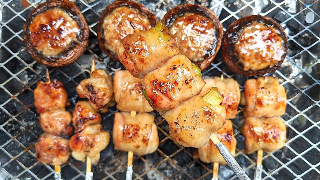 Homemade Yakitori BBQ (Chicken Skewers & Stuffed Mushroom) - with Tare Sauce