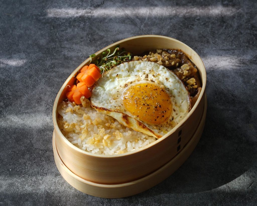 A little hard to see but my loco moco bento for today :)