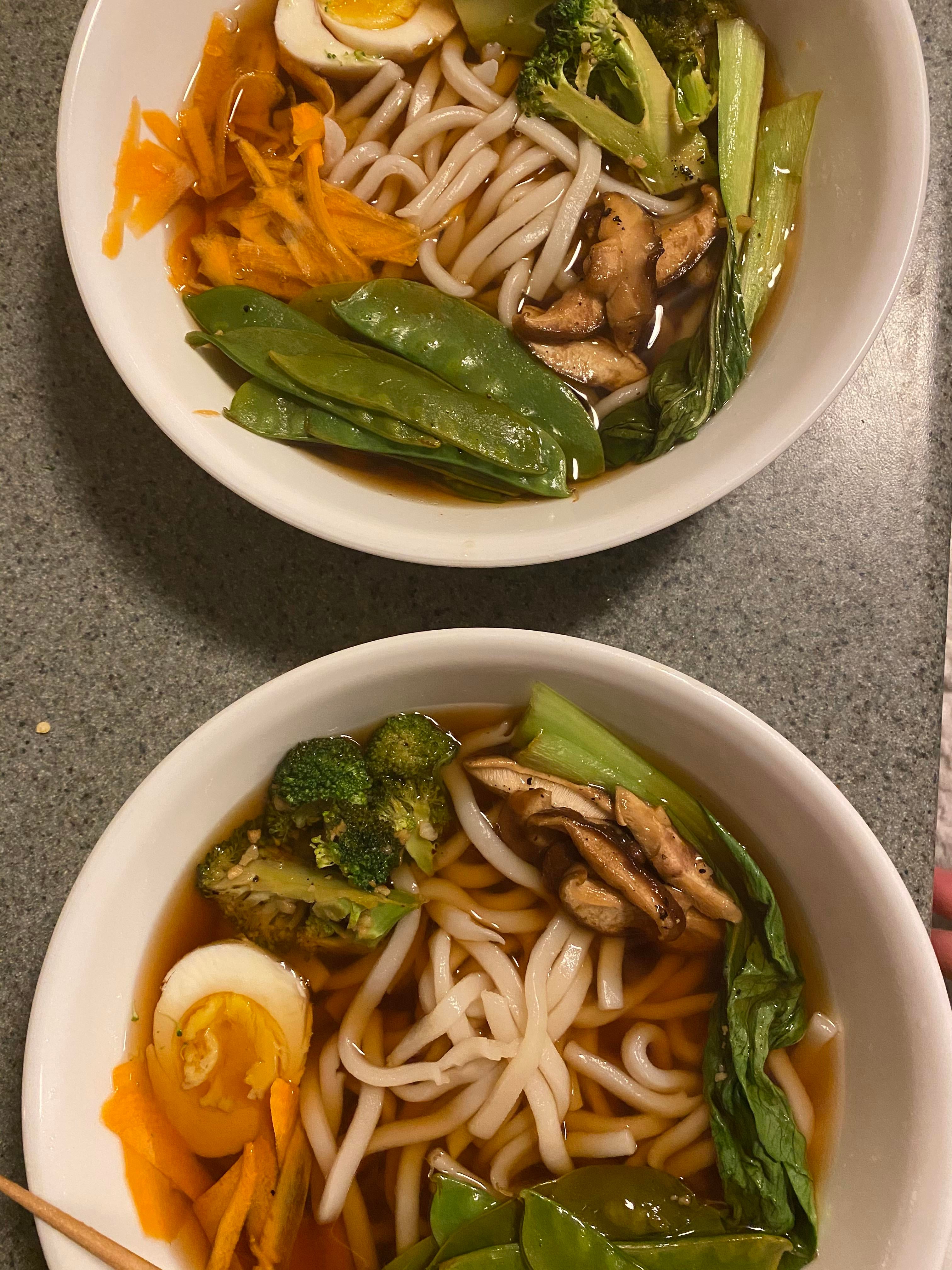 Veggie udon. First time using usukuchi and a pinch of salt. Delicious
