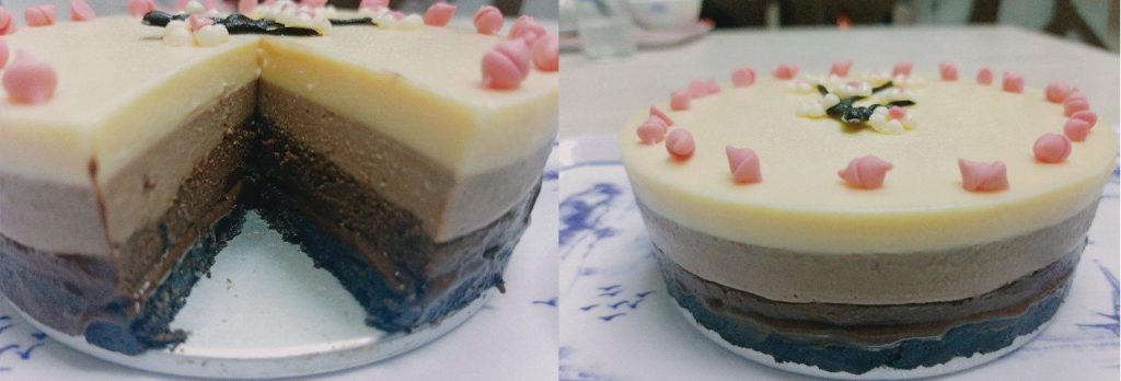 [Homemade] Triple chocolate mousse cake