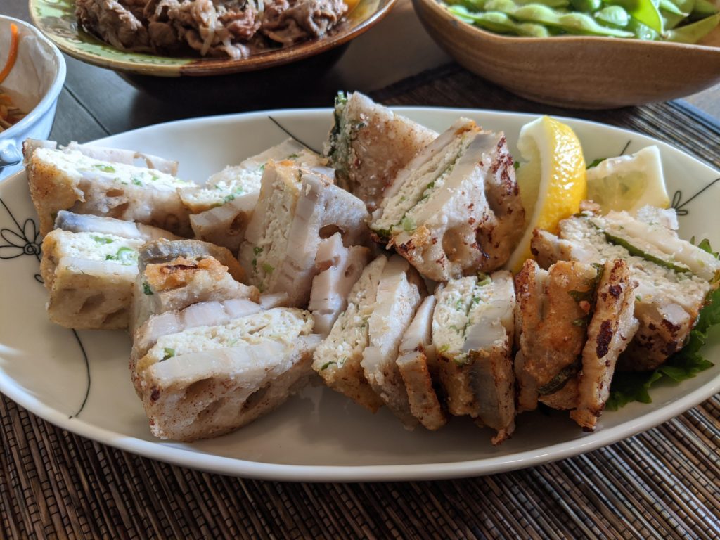 Deep Fried Crispy Stuffed Lotus Root With Chicken