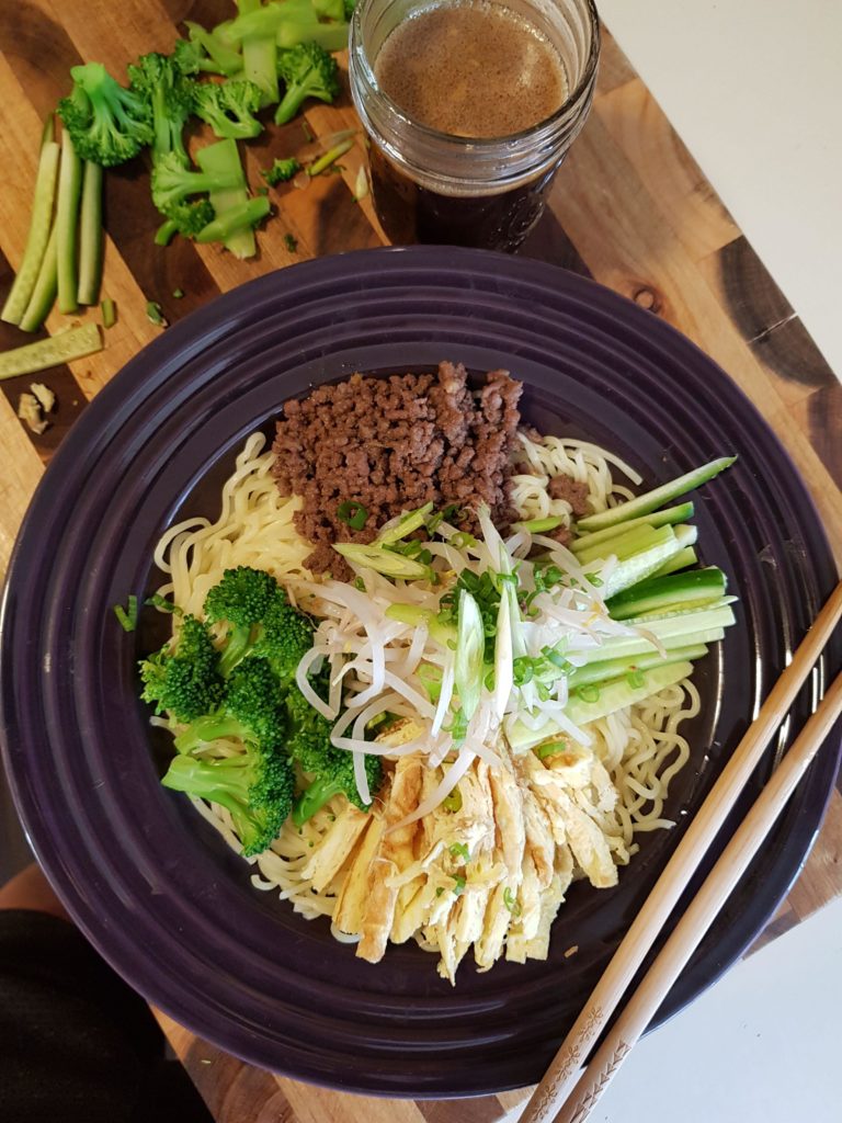 Chuka Hiyashi Cold Noodle with Soboro ground beef