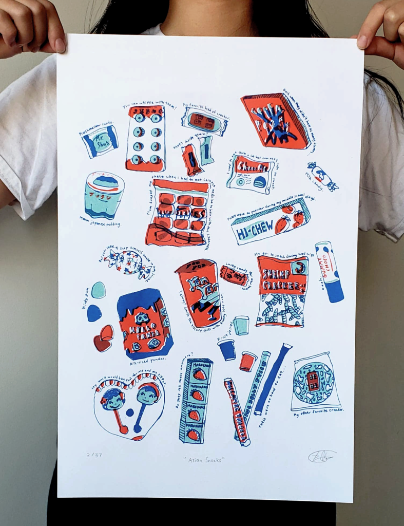 Not real food, but here's a print that I illustrated, inspired by some of my favorite japanese snacks:)