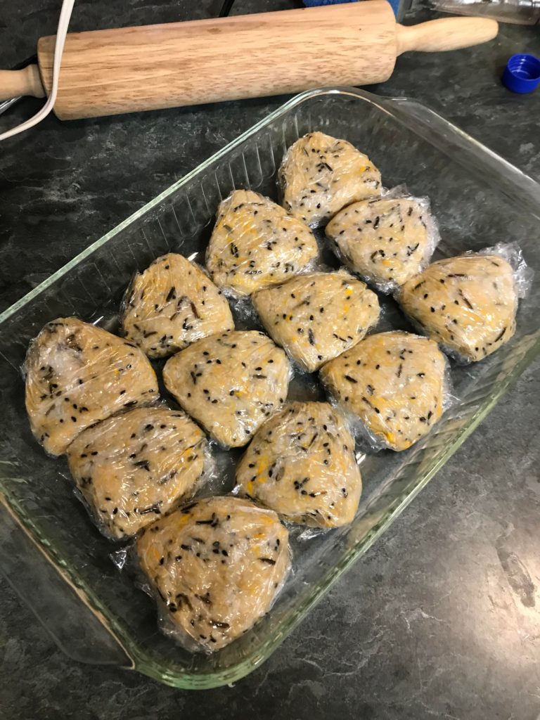 First time making onigiri! Sweet potato and avocado filled 🍙