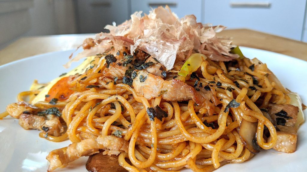 Homemade YAKISOBA with Pork Belly and Vegetables