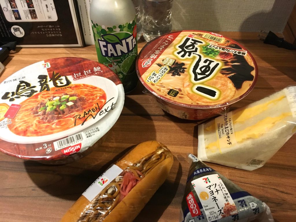 7-11 haul in Osaka during a typhoon