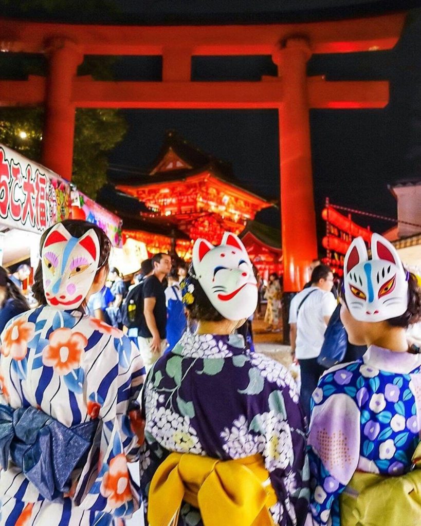 This photo was taken last year at Fushimi Inari Shrine's Motomiya Festival. On a...