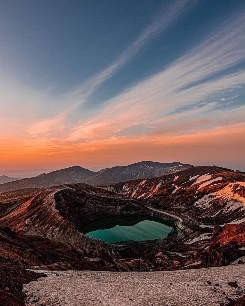Visit Japan: Imagine waking up and seeing this view! Okama Crater located on Mt. Zao in Miyag… Imagine waking up and seeing this view! Okama Crater located on Mt. Zao in Miyag...