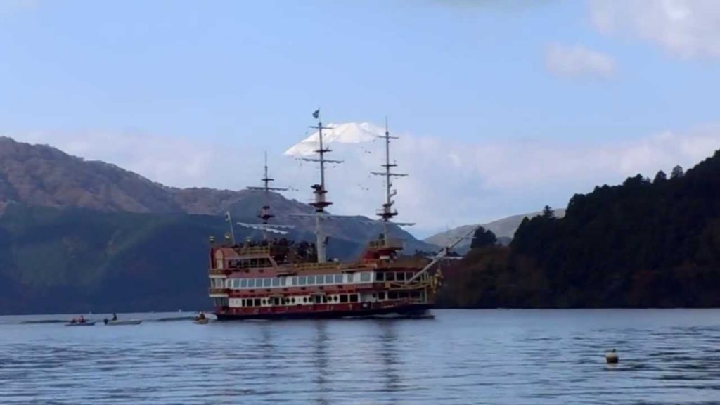 View of Mt Fuji from Lake Ashi, Hakone.