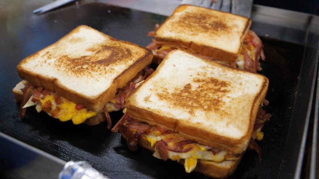 햄 치즈 계란 토스트 ham cheese egg toast - korean street food