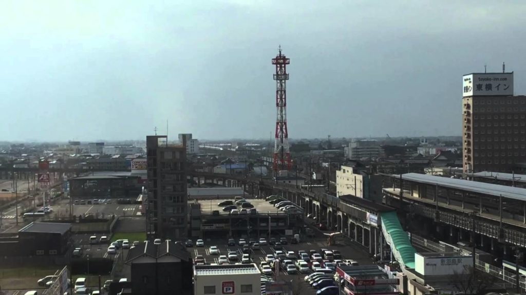 Shinkansen N700 passing by at Gifu-Hashima Station. Hashima, Japan