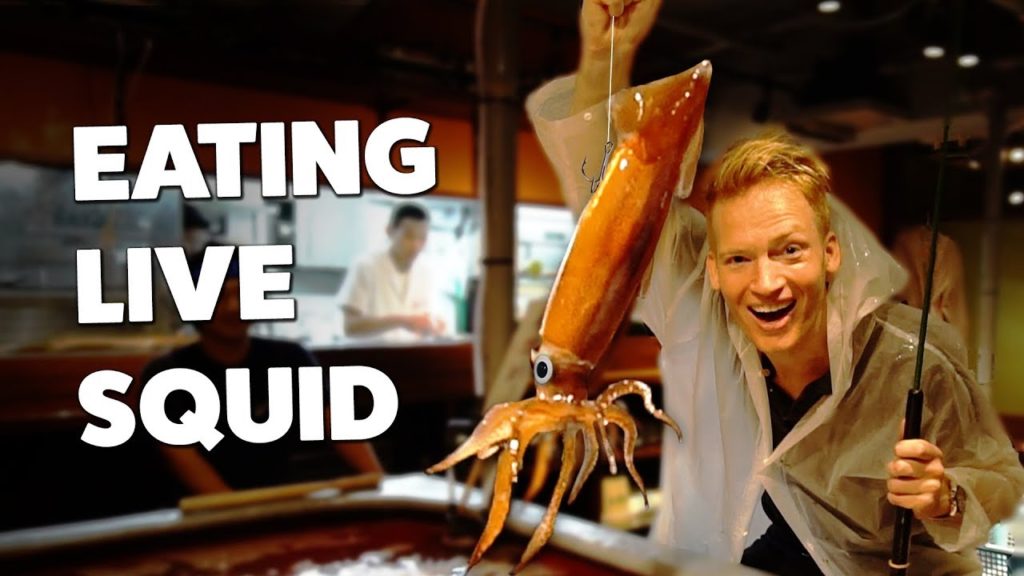 Eating Live Squid in Japan