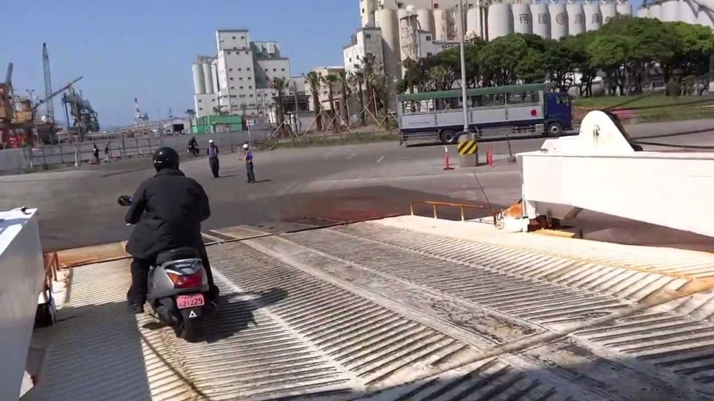 Leaving the Osaka-Shibushi Ferry in Shibushi, Kyushu on our Golden Week Scooter Roadtrip