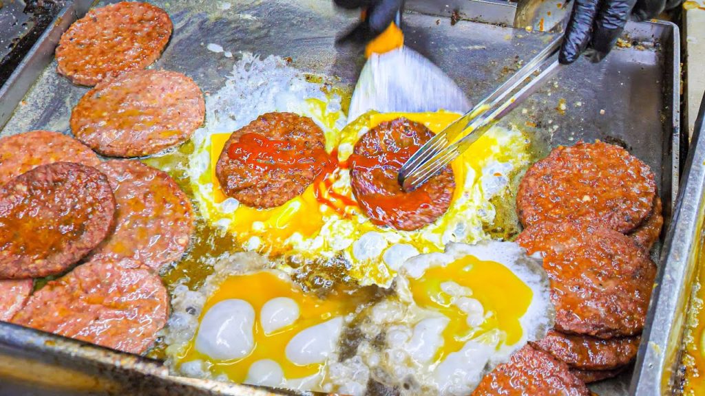 Most EXTREME Street Food in Asia - The MOST SLOPPY Street Burger in THE WORLD w/ BUTTER EGGS!!!