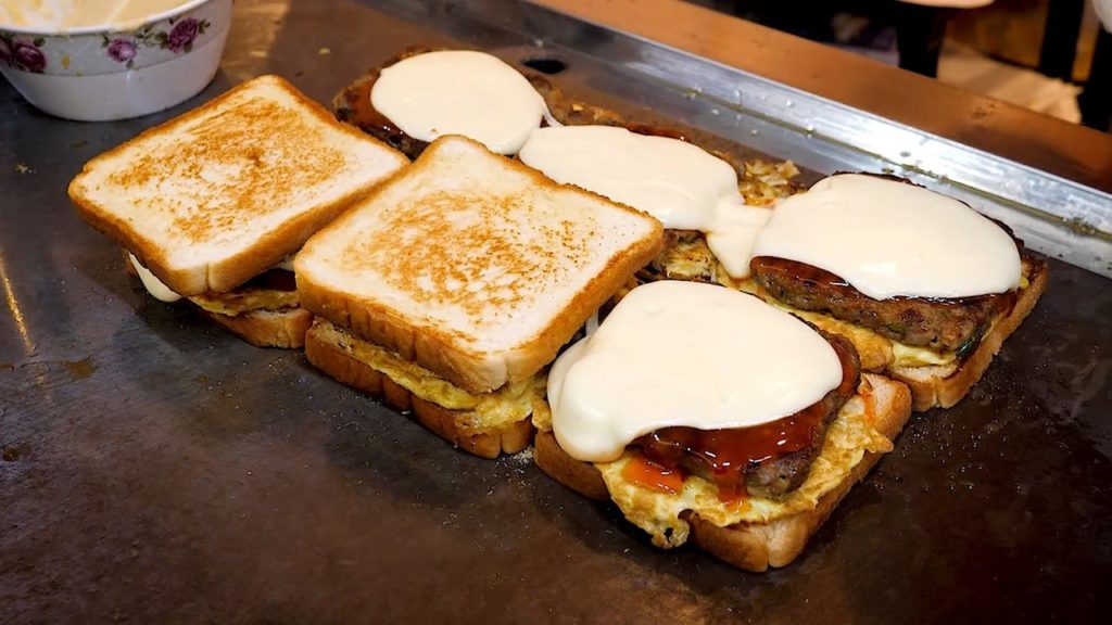 Mozzarella Cheese Hamburger Steak Toast - Korean Street Food