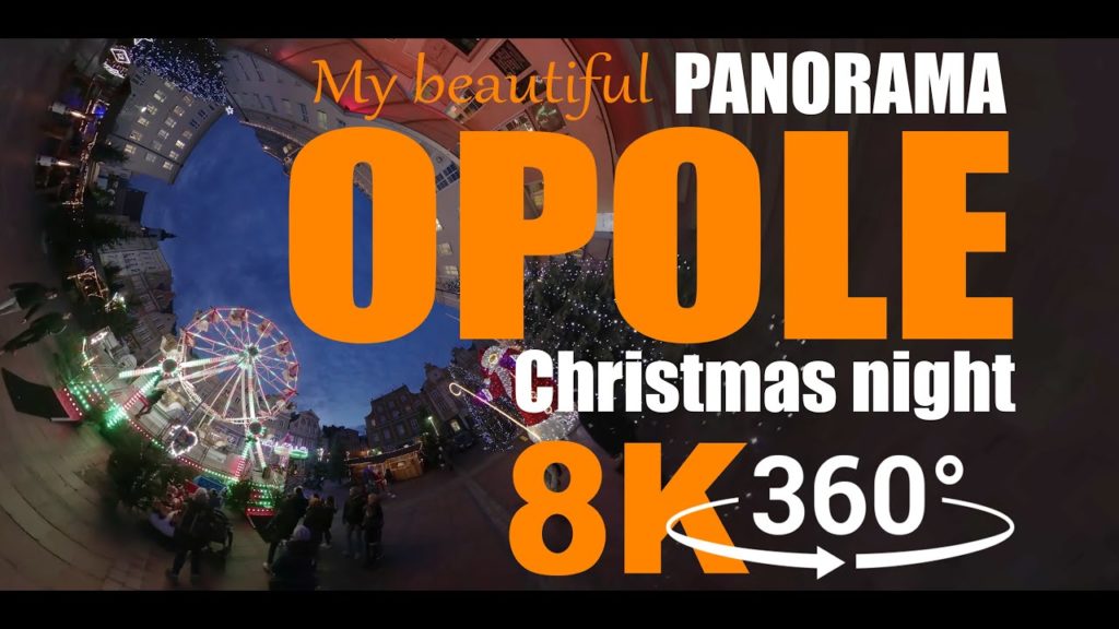 PANORAMA 360 My beautiful Opole city. Near Christmas Night. 8K 360 VR