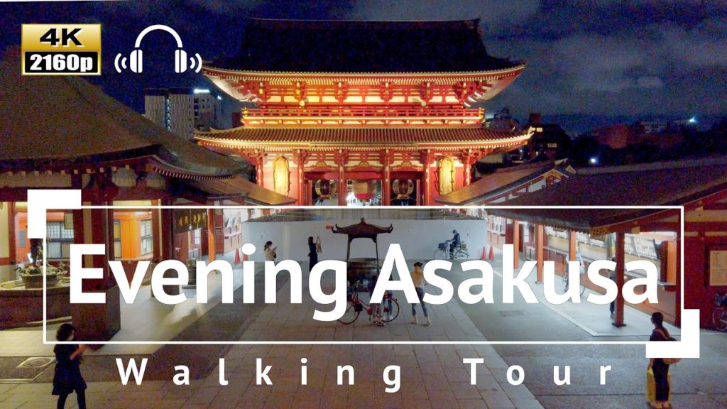 [4K/Binaural Audio] Evening Asakusa Walking Tour - Tokyo Japan