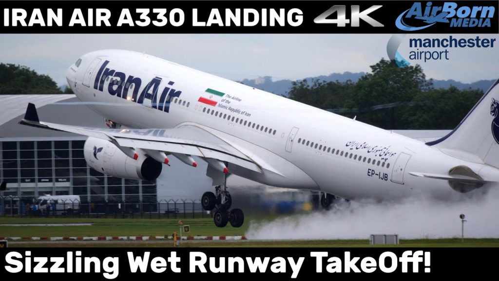 Iran Air A330 First Landing and AWESOME Wet Runway Take Off at Manchester Airport 4K Plane Spotting