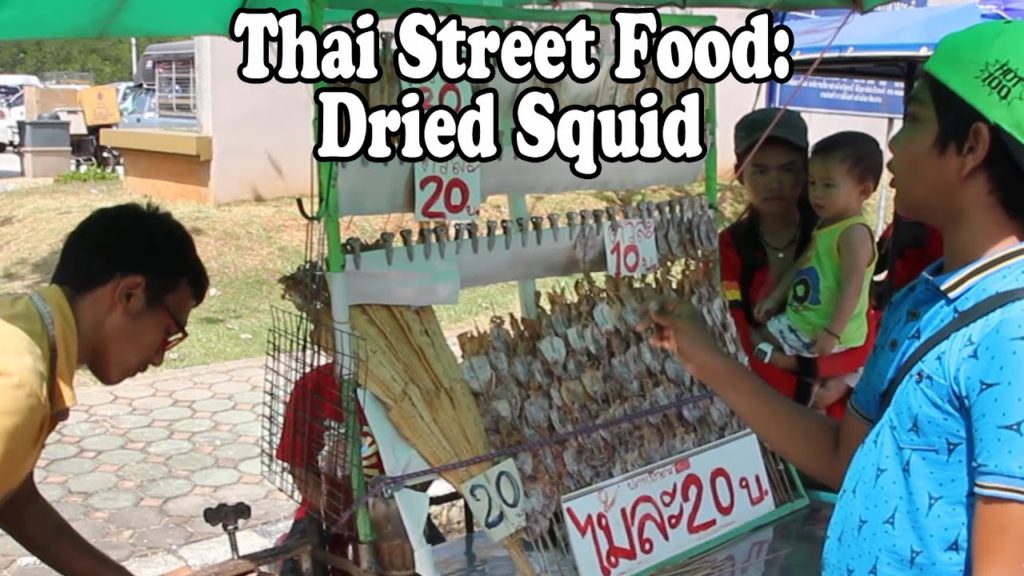 Thai Street Food: Dried Squid. Eating Thai Food: Trying Dried Squid in Thailand Thai Street Food: Dried Squid. Eating Thai Food: Trying Dried Squid in Thailand