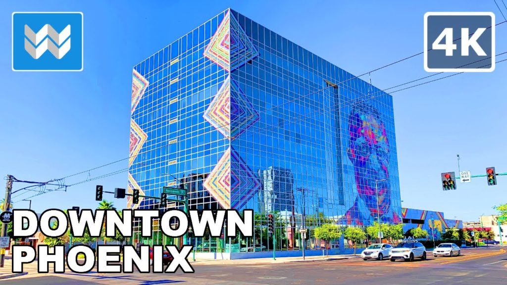Walking Tour of Downtown Phoenix, Arizona USA 🎧  Binaural Sound【4K】