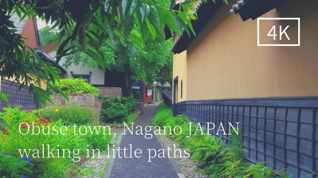 【4K】Walking in Obuse town. beautiful little paths. Nagano, Japan - Virtual Walking