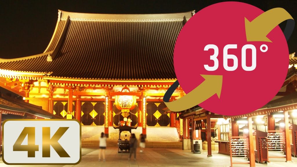 360 Video Tokyo Asakusa Night 4K - 浅草 - Japan Trip