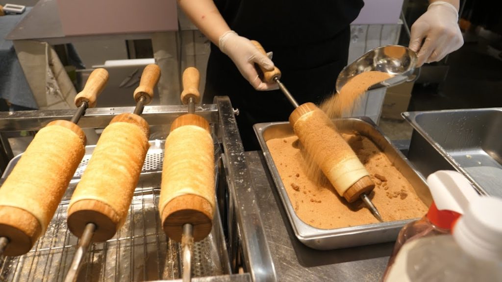 Czech Traditional Bread Chimnet Bread with Ice Cream- Korean Street Food