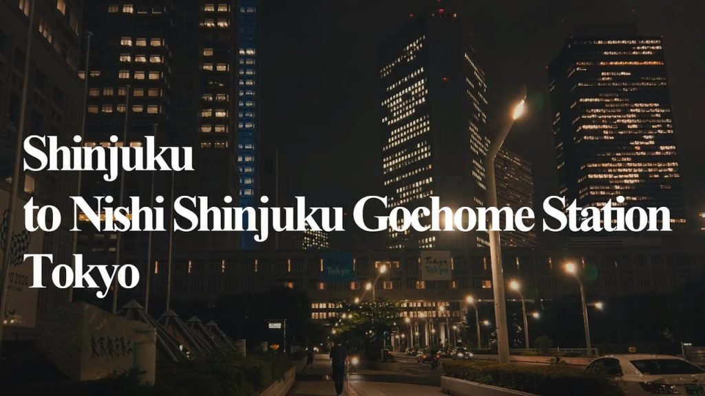 Night walking tour Shinjuku to Nishi Shinjuku Gochome Station,Tokyo 4K