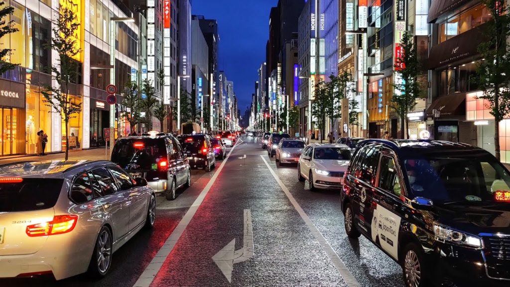 4K Tokyo - Evening Walk From Nihonbashi to Ginza via Kyobashi - Slow TV