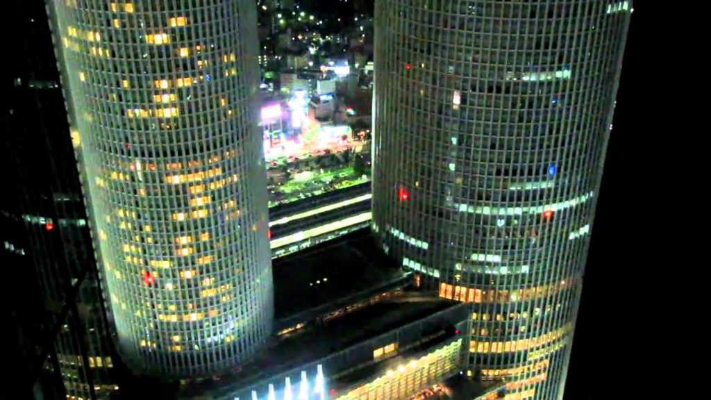 View of Nagoya Train Station Towers from Midland Square Deck at Night