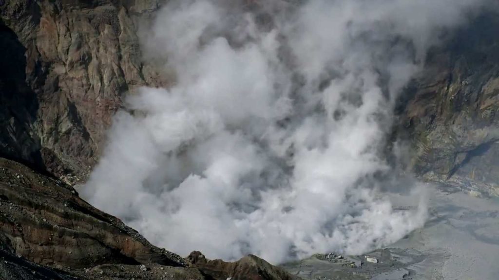 Crater of Aso volcano in Kumamoto, Japan