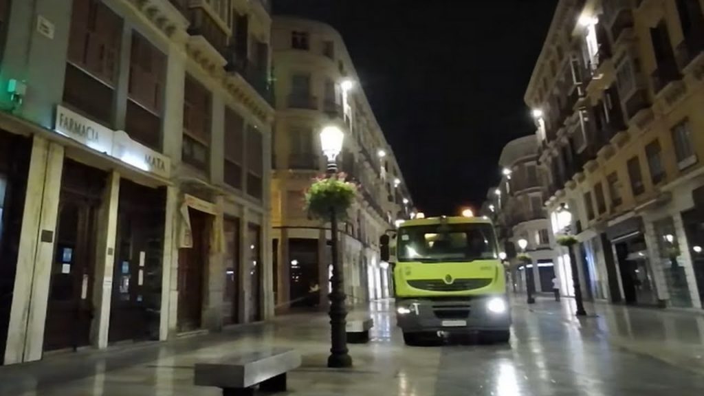 City nightlife during coronavirus COVID-19, Center cleaning 4K Walking Tour