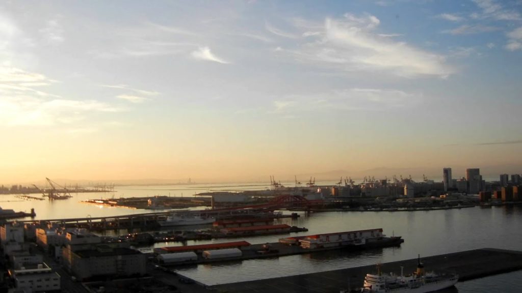 View of Hotel Okura Kobe 28th floor guest room(Morning Version)