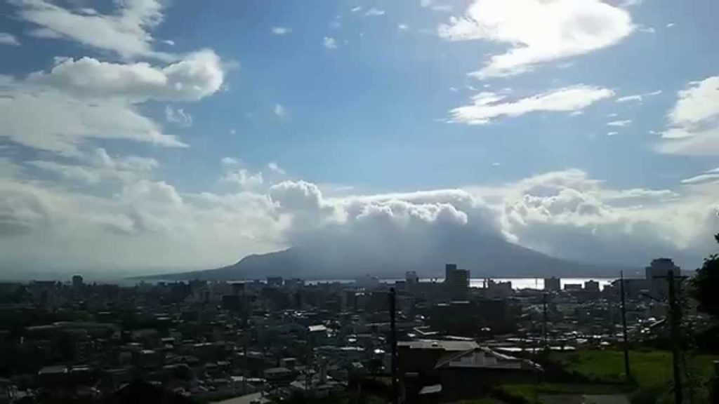 Beautiful Volcano Sakurajima and Kagoshima Bay in summer (2015/08/07 08:09)