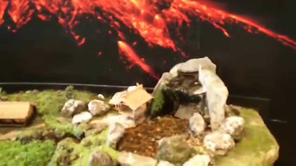 Japanese Diorama of Small Edo-Period Village "Fukuyama Town" famous for Black Vinegar (Kurozu)