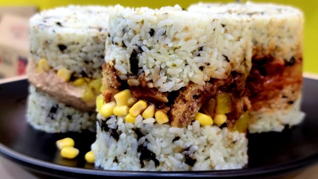 Rice burger with various toppings - korean street food