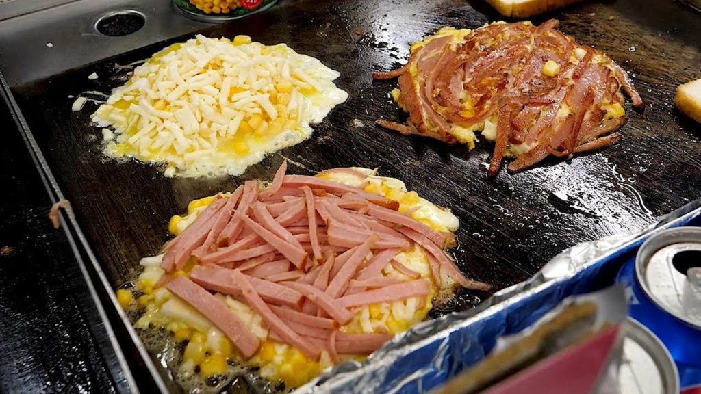 Corn Cheese Ham Toast - Korean Street Food