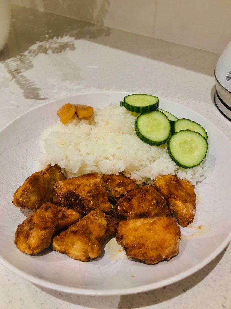 Karaage tofu and pickles