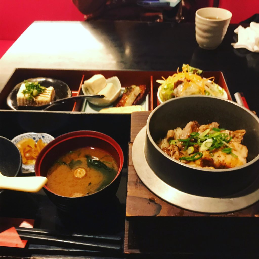 Kamameshi (lunch set plate) in Nara city.